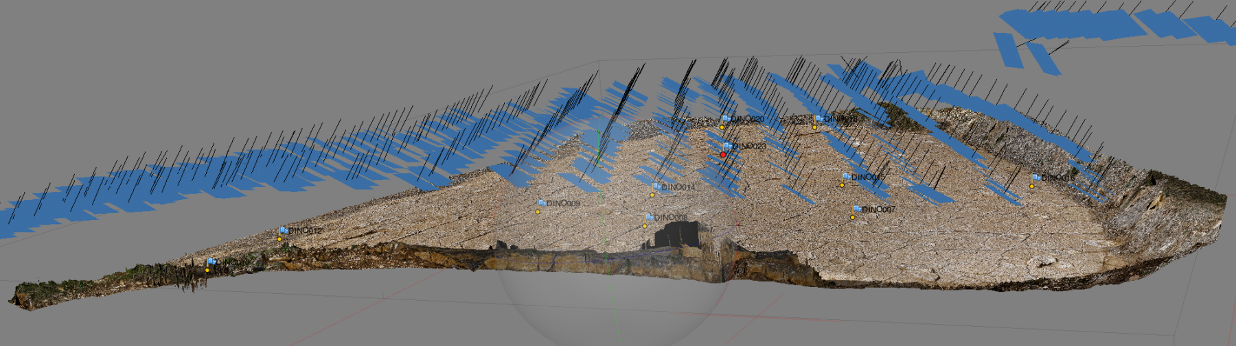 Image showing the camera positions in relation to the limestone surface - in section